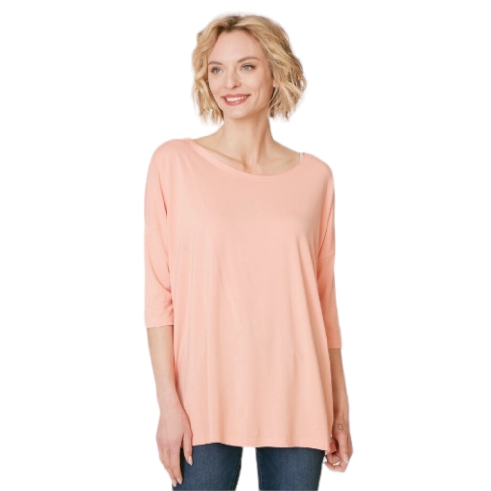 Orange Fashion Village Women's 3/4 Sleeve Bamboo Top Peach One-Size (4-14)